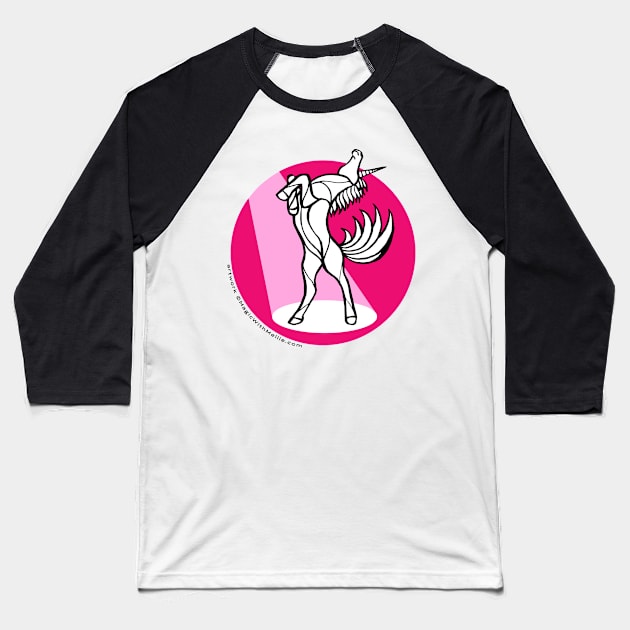 Opera Pink Unicorn in the Spotlight — Inktober Unicorn illustration series Baseball T-Shirt by mellierosetest